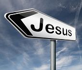 image of religion  - Jesus road sign leading way to the lord faith in savior worship christ spirit search belief in prayer christian christianity - JPG 