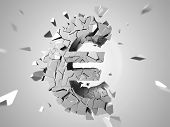 picture of investment  - 3d rendered abstract illustration of a broken euro sign - JPG 
