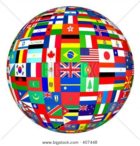 Picture or Photo of Flags of the world in globe format.
