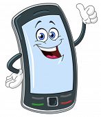 image of phone  - Smart phone cartoon with thumb up - JPG 