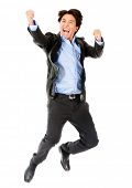 stock photo of business people  - Successful business man celebrating and jumping  - JPG 