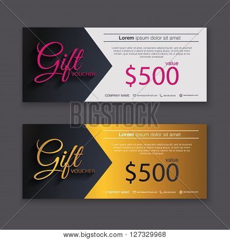 gift voucher template with gold pattern gift certificate