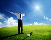 pic of people  - happy young businessman on spring field - JPG 