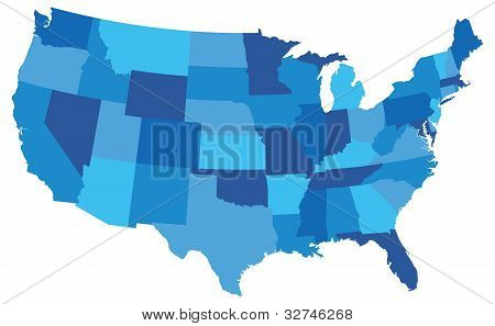 Picture or Photo of State map of the united states of america in blue tones