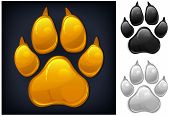 image of animals  - Yellow animal paw print isolated on black vector illustration - JPG 