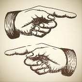 picture of watch  - Vector retro Vintage pointing hand drawing - JPG 