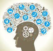 picture of globe  - Human head and icons of science - JPG 