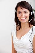 picture of business people  - Female customer support operator with headset smiling - JPG 