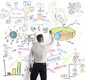stock photo of business concept  - A Businessman drawing a modern business concept - JPG 