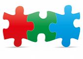 stock photo of puzzle  - illustration of three color puzzle - JPG 