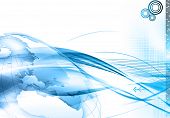 picture of computer technology  - Technology abstract background with world in blue - JPG 