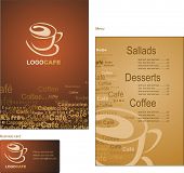 stock photo of restaurant  - Template designs of menu and business card for coffee shop and restaurant - JPG 