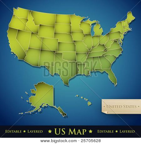 Picture or Photo of United States map with all 50 states separated - Vector