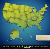 stock photo of map  - United States map with all 50 states separated  - JPG 