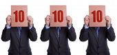 foto of teamwork  - Perfect score from a panel of 3 businessman judges - JPG 