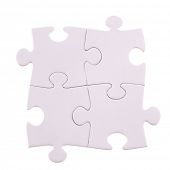 pic of puzzle  - Four Puzzle pieces isolated on the white  background cutout - JPG 