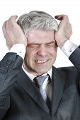 image of pressure  - Businessman having head ache due to business pressure - JPG 