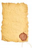 stock photo of credence  - old paper with a wax seal on a white background - JPG 