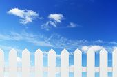 foto of blue sky  - new white fence high resolution 3d rendering - JPG 