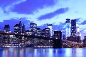 foto of bridge  - Brooklyn Bridge and Manhattan Skyline At Night - JPG 