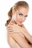 stock photo of health  - Head and shoulders of a gorgeous nude woman isolated - JPG 