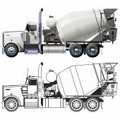 picture of truck  - Vector concrete mixer truck - JPG 