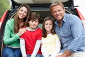 picture of family  - Family outdoors with car - JPG 