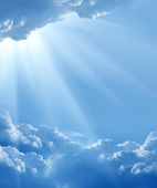 picture of religion  - blue sky with sun and beautiful clouds - JPG 