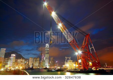 Picture or Photo of Lifting ship in hong kong harbour