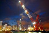 foto of construction  - lifting ship in hong kong harbour - JPG 