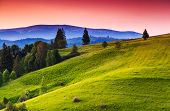 picture of sunset  - Majestic sunset in the mountains landscape - JPG 