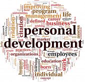 stock photo of develop  - Personal development concept in word tag cloud on white - JPG 