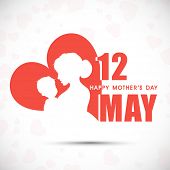 image of health  - Silhouette of a mother and her child with text 12th May for Happy Mothers Day celebration - JPG 