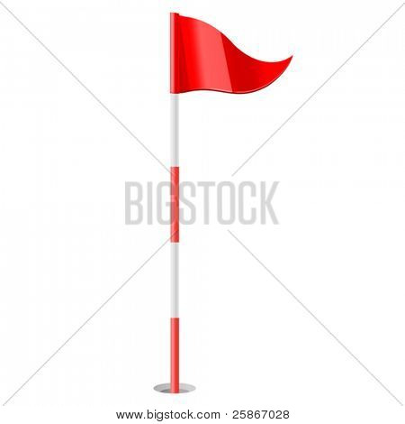 Picture or Photo of Vector illustration of Red golf flag