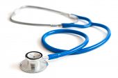 stock photo of heartbeat  - Blue stethoscope isolated on white - JPG 