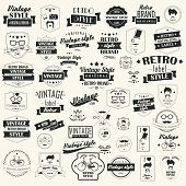 Set of vintage retro labels, stamps, ribbons, marks and calligraphic design elements, typographical