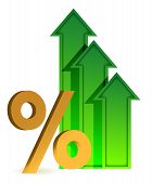 stock photo of symbols  - arrows going up and percentage symbol illustration design - JPG 