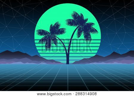 Poster: Synthwave and retrowave background template