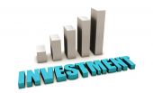 foto of investment  - Blue Investment Returns in 3d With Bar Graph - JPG 