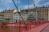 picture of france  - The famous red footbridge in Lyon France - JPG 