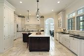 image of home  - Luxury kitchen in suburban home with white cabinetry - JPG 