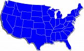 pic of map  - A Simple Blue Map of the United States over white - JPG 