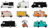 stock photo of food  - Nine different Food Trucks  - JPG 