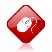 pic of mouse  - mouse red square glossy web icon - JPG 