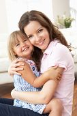 picture of laughter  - Close Up Of Affectionate Mother And Daughter At Home - JPG 