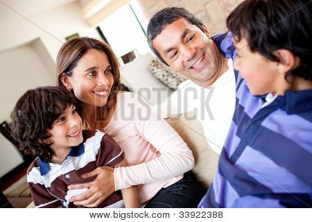 Picture or Photo of Family talking and a boy telling a story