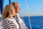 stock photo of outdoor  - Happy Mature Couple On Vacation - JPG 