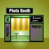 picture of  photo  - Abstract colorful background with a photo booth with chair and yellow curtains - JPG 