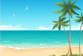 stock photo of beach  - Summer vector background with beach - JPG 