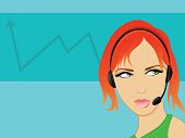 image of telemarketing  - Telemarketing Operator Business Woman Talking on a hands free headset - JPG 